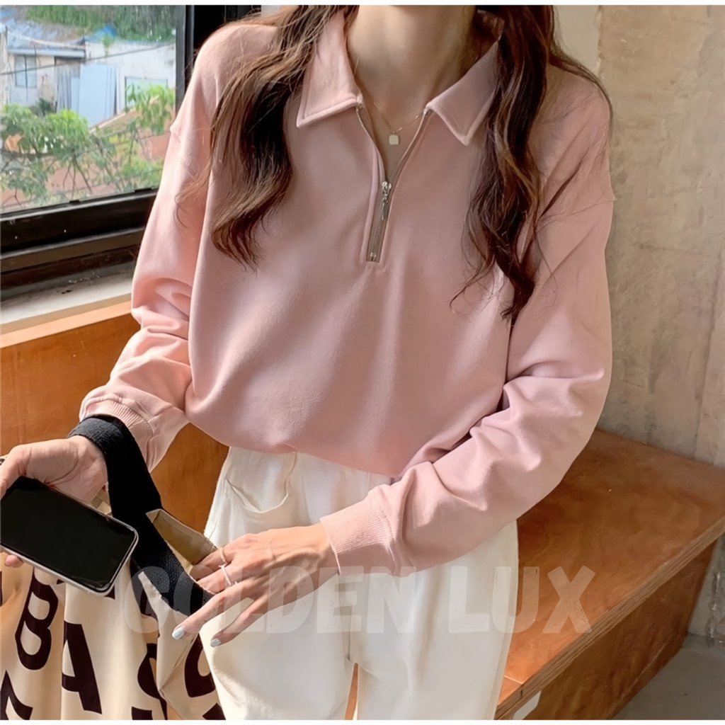 Jaket Sweater Resleting Wanita Cewek Oversize Jumbo LD 140 150 Kekinian Premium Distro Korean Style