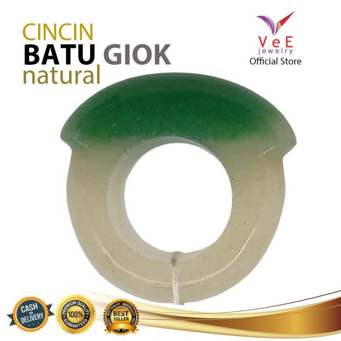 Cincin Batu Giok Hijau Asli China Putih Jumbo - Cincin Jempol Pria