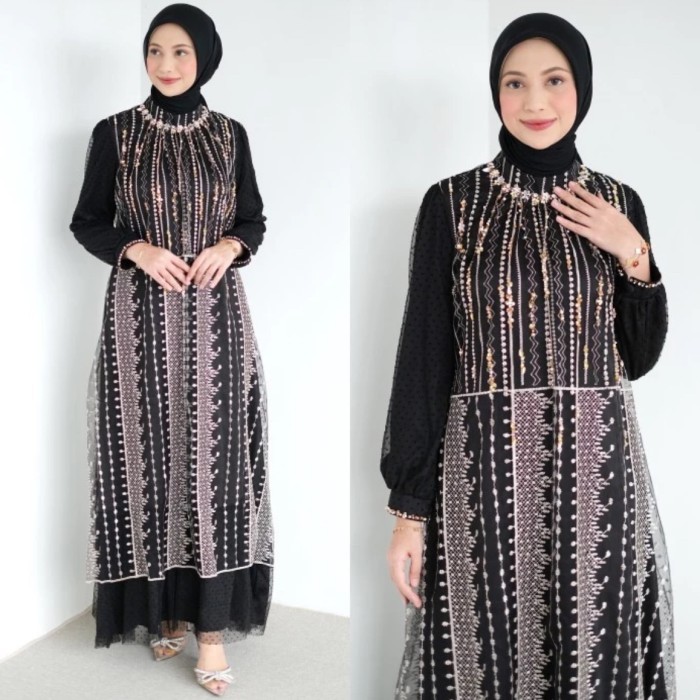 INARA DRESS | STL Sarah the Label Gamis Muslim Dress Kondangan Pesta - Kayla Black L