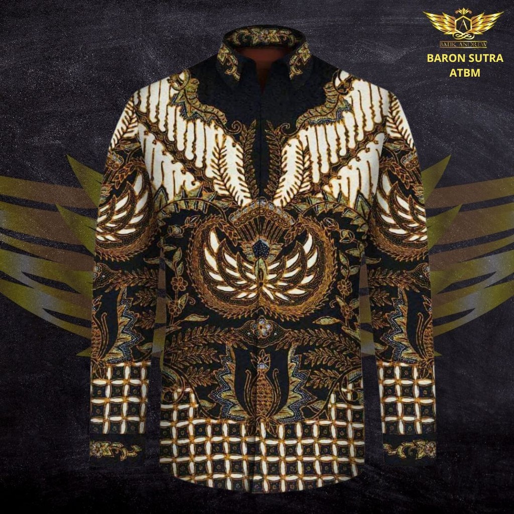 BARON MOTIF 10 BAHAN KAIN BATIK TULIS SUTRA POLA SUTRA ATBM TENUN COKLAT HITAM SOGAN GARUDA