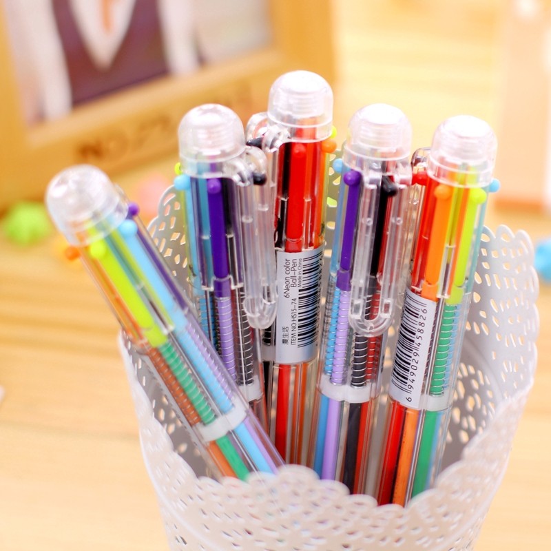 6 Color In 1 Ballpoint Pen Student Multicolor Pen School Office