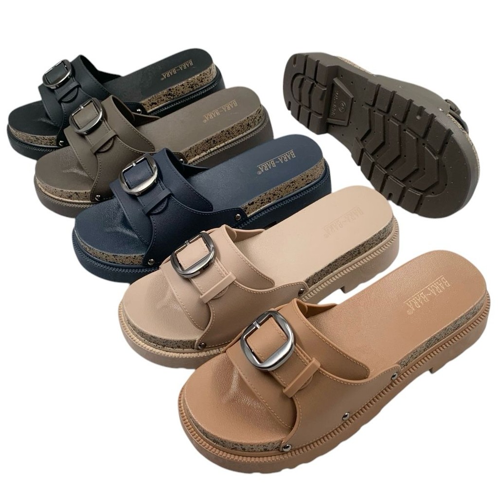 BLO BARABARA Sandal Selop Karet Wanita Gesper Tengah Import WS898-BRDIOR (F7)