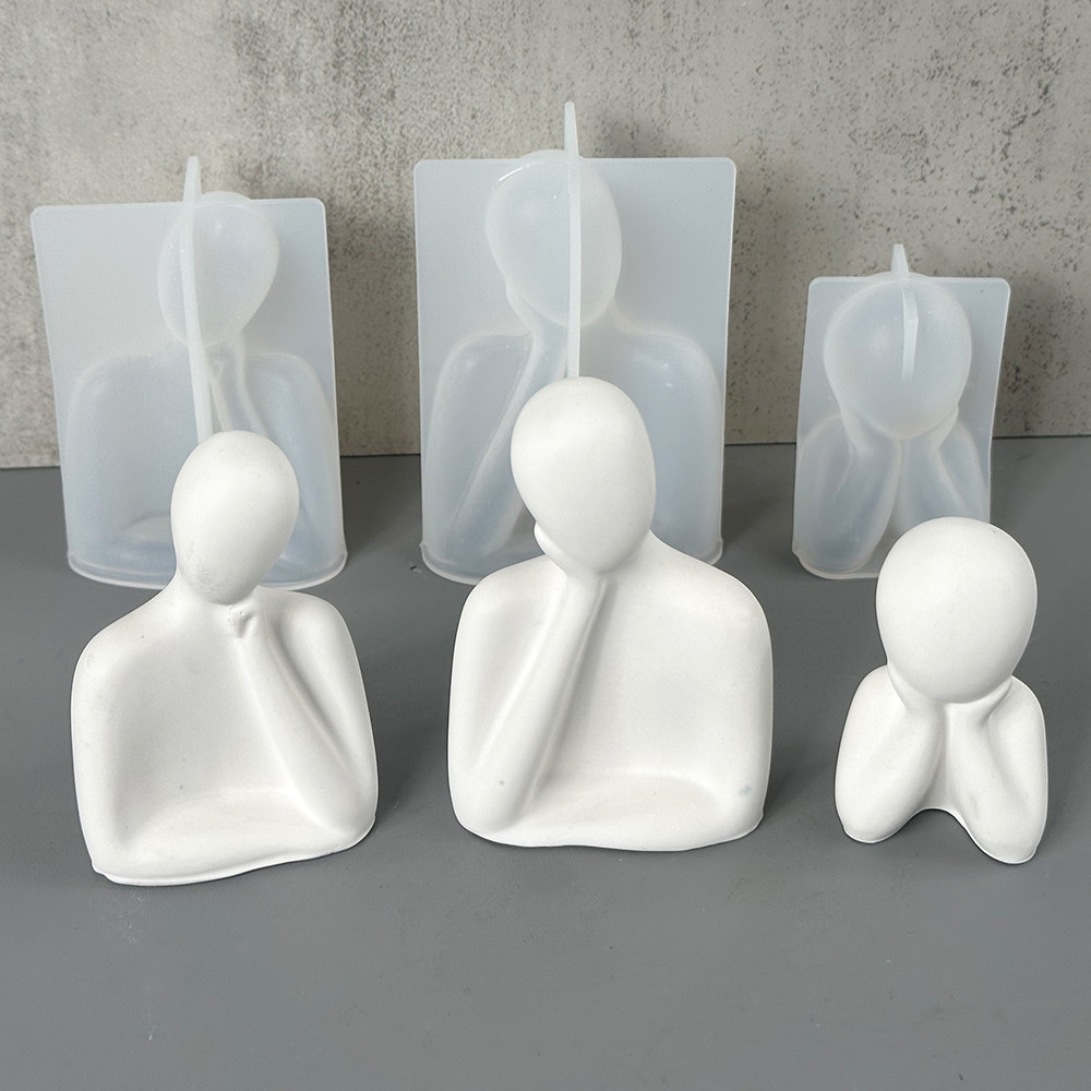 

Abstract Thinker Portrait Silicone Mold for DIY 3D Nordic Art Family Statue Plaster Cement Ornament Mould Resin Candle Mold Tool