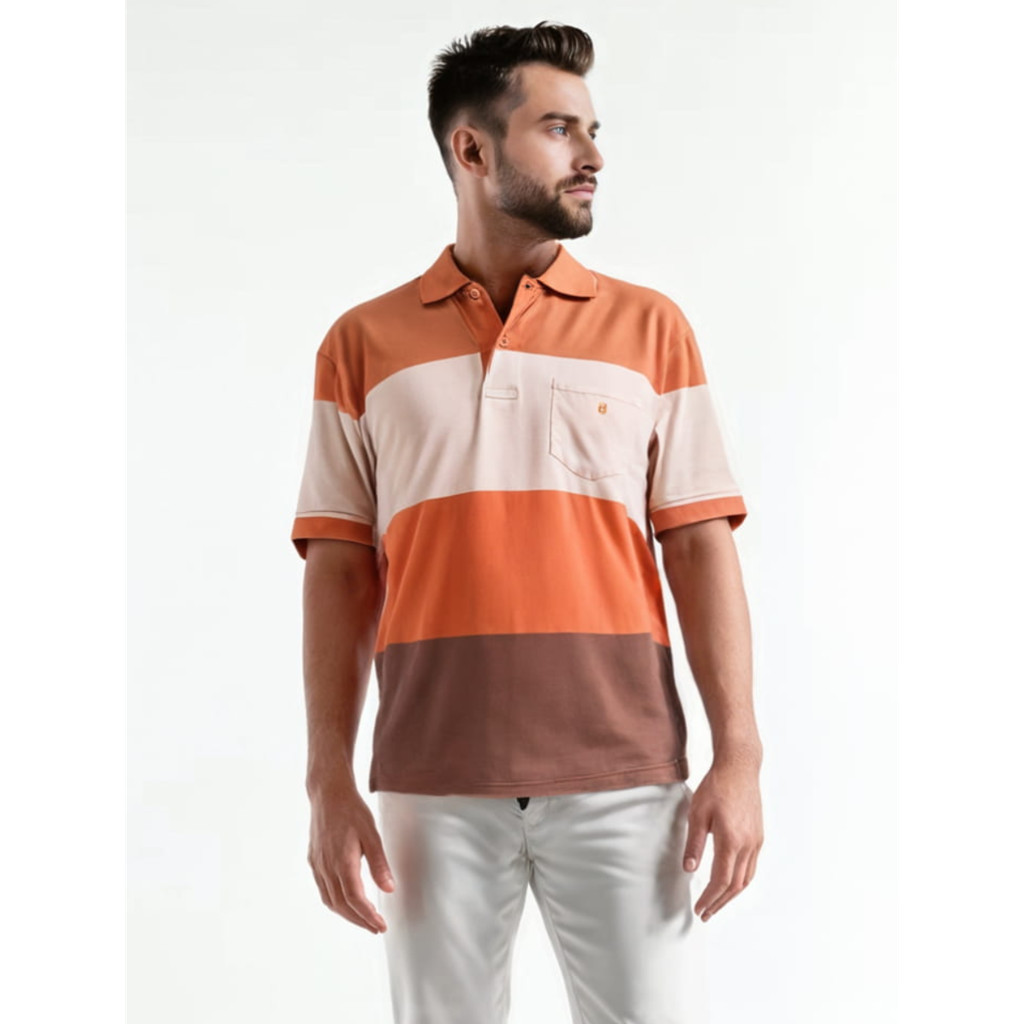 Baverre Man by Hassenda - Kaos Polo Pria Lengan Pendek Ghaza Orange