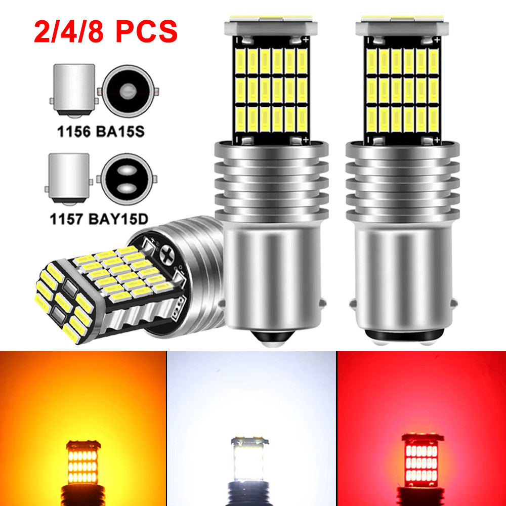 2/4/8 PCS Super Bright 1157 BAY15D 1156 BA15S LED Bulbs Canbus 12V 24V  4014-45SMD 1000LM Car Parkin
