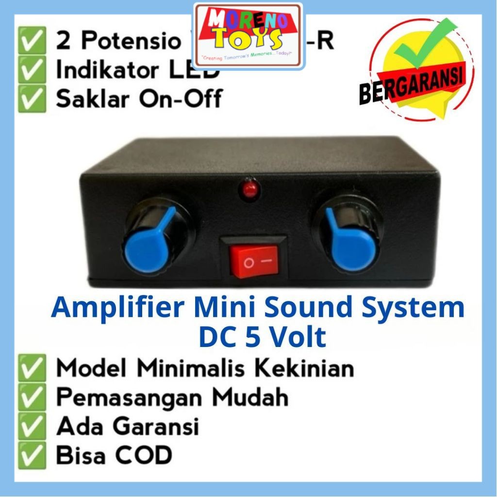 MORENO Power Ampli Mini 5volt 2 Channel Free usb free aux jernih bas mantap Amplifier Miniatur Sound