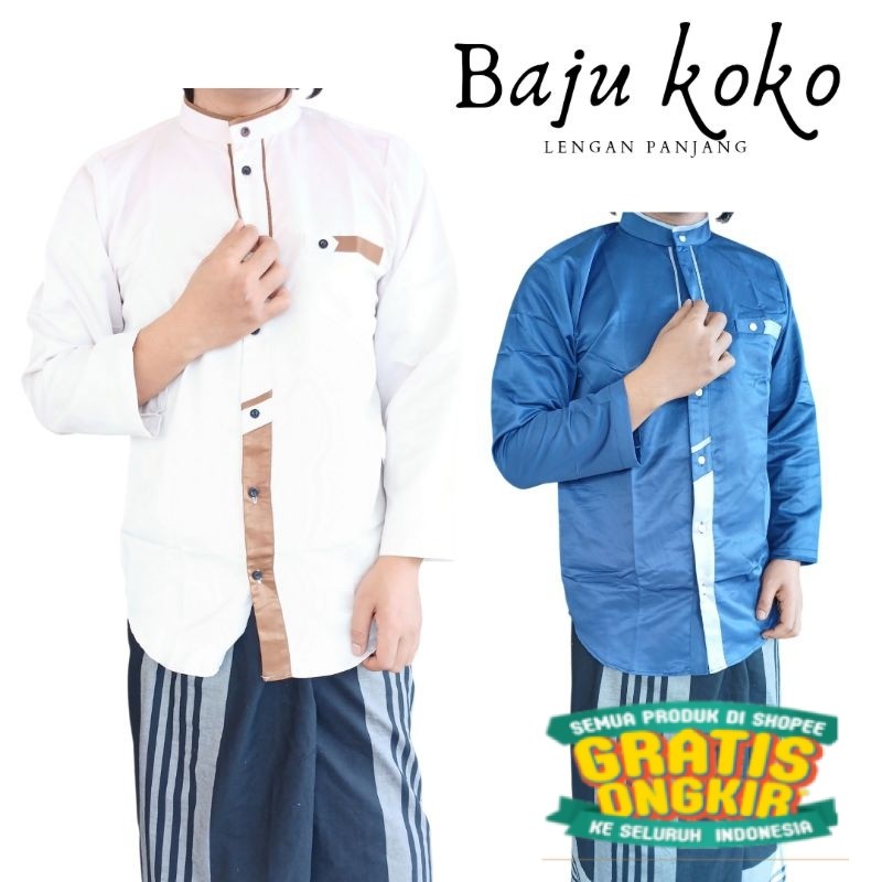 Alsa Baju Koko Muslim Pria Dewasa Lengan Panjang/ Hijau sage lumut army ijo