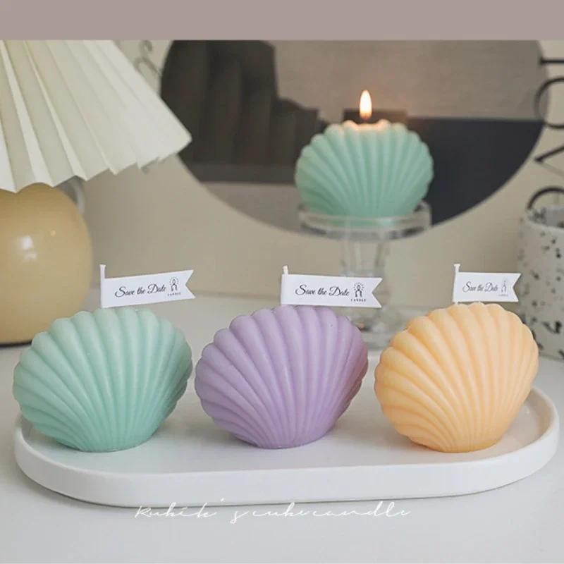 

3D Ocean Shell Candle Silicone Mold Diy Crystal Epoxy Resin Mold Handmade Candle Making Supplies Scalloped Shell Table Mold