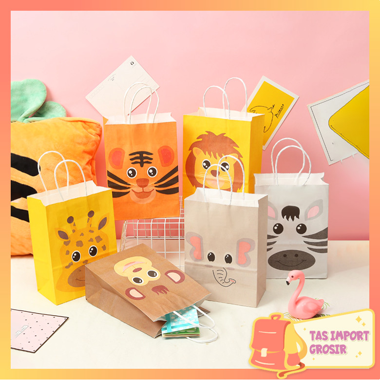 

Tas Import - 6049 Paper Bag Ulang Tahun / Goodie Bag Ulang Tahun / Goodie Bag Tema Animal / Paper Bag Hadiah / Paper Bag Motif Animal