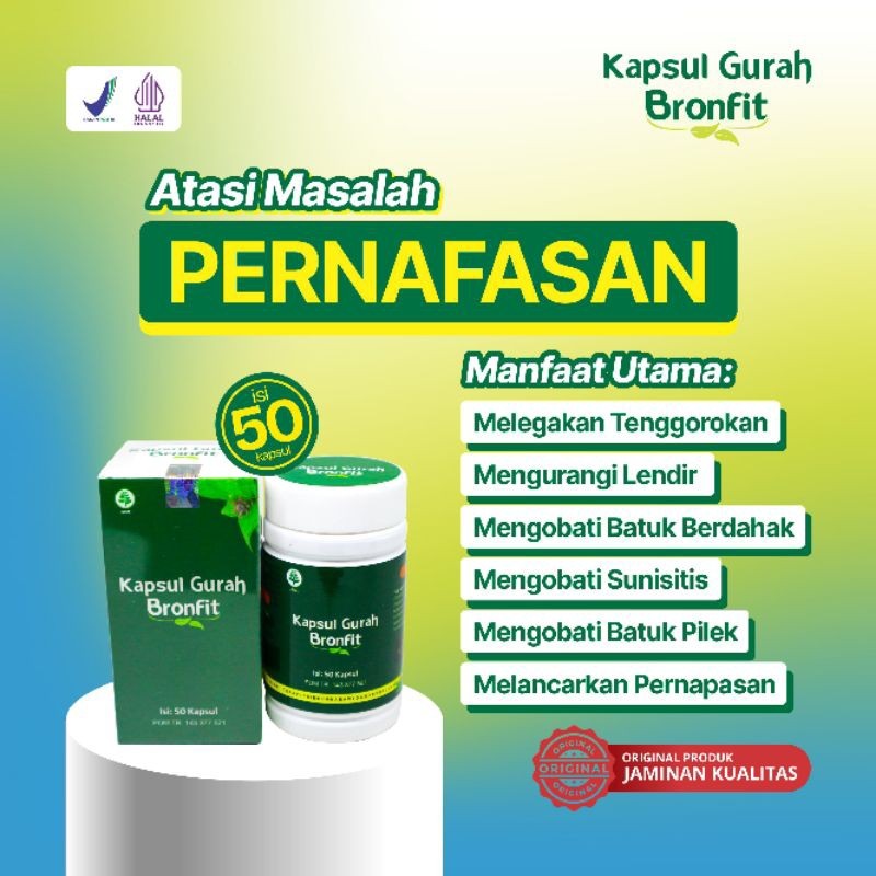 GURAH BRONFIT Naturafit 50 Kapsul - Obat Paru - Paru, Batuk Pilek, Gurah, Mengobati Lendir, Batuk Be