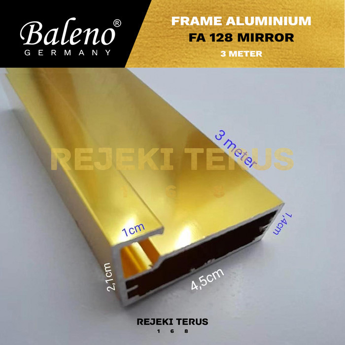 Frame Aluminium Kaca Profil Handle Emas Lemari Bingkai Kitchen FA 128 008 Gold Mirror