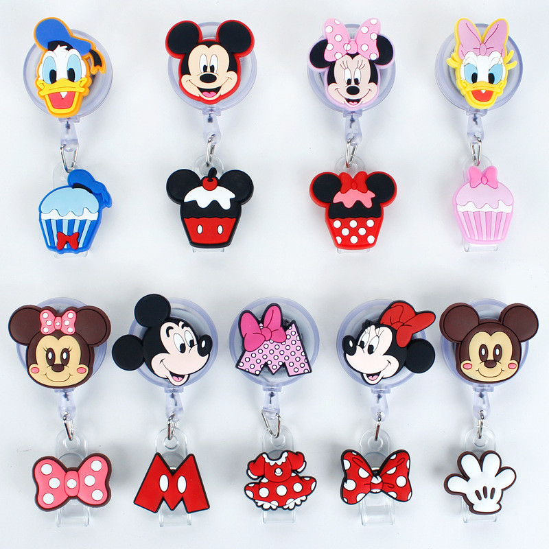 

Mickey Minnie Donald Daisy For ID Card Holder Scalable Toggle Clip Employee Card Doctor Nurse Chest Card Student Bus Card Holder