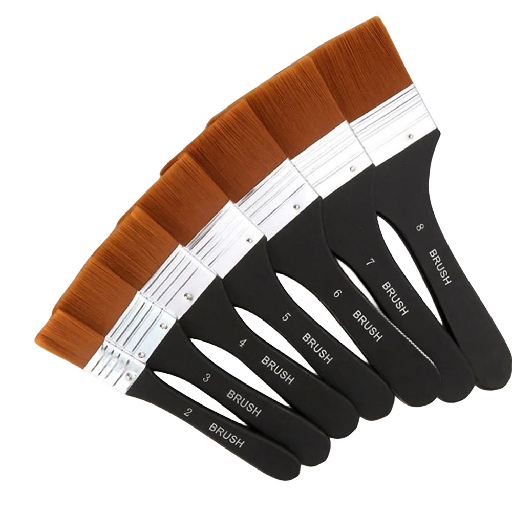 

7pcs Flat Tip Nylon Oil Artist Paint Brush Large Wash Brushes Set for Gesso Acrylic Watercolor Wood Wall Furniture Cleaner