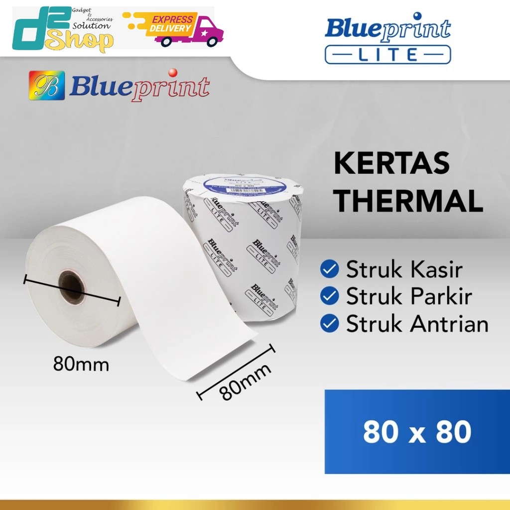 

[ D2shop ] 80x80 mm Kertas Thermal Paper Struk Kasir Nota BLUEPRINT Lite 80 x 80