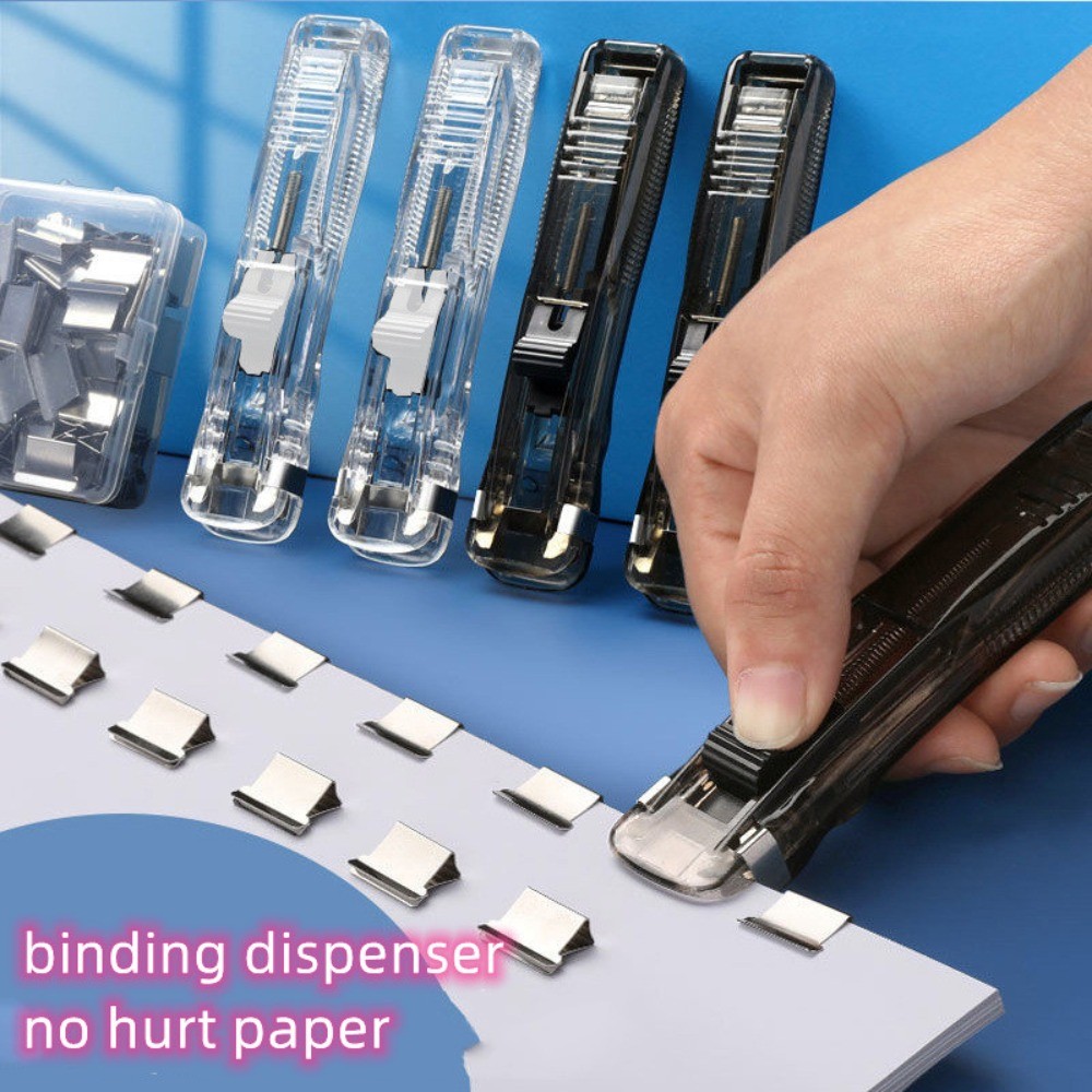 

1set（1pc Dispenser +50pcs Clip）clam Clip Dispenser Office Binding Supplies Reusable Creative Stapler Stationery