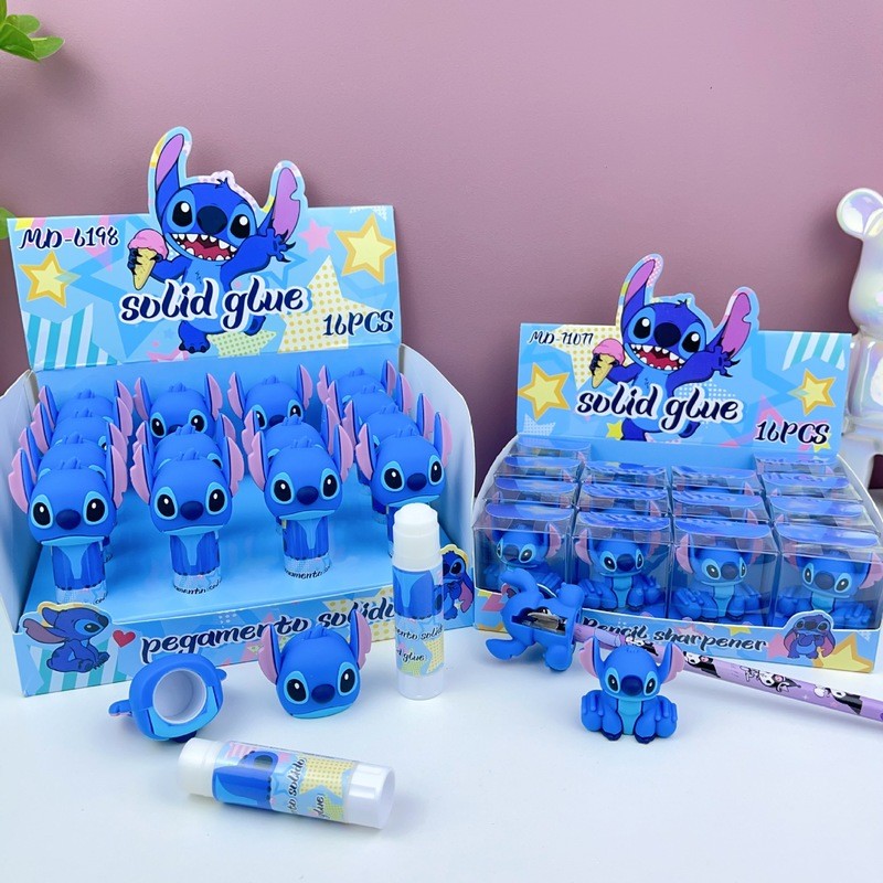 

16pcs Disney Lilo And Stitch Pencil Sharpener Anime Cute Pvc Doll Student Cartoon Single Hole Pencil Sharpener Pencil Sharpener