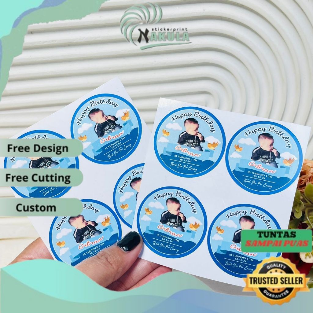 

NKL 2-4 Stiker Vinyl Ulang Tahun Anak Anti Air Bulat Label Sticker Undangan Happy Birthday