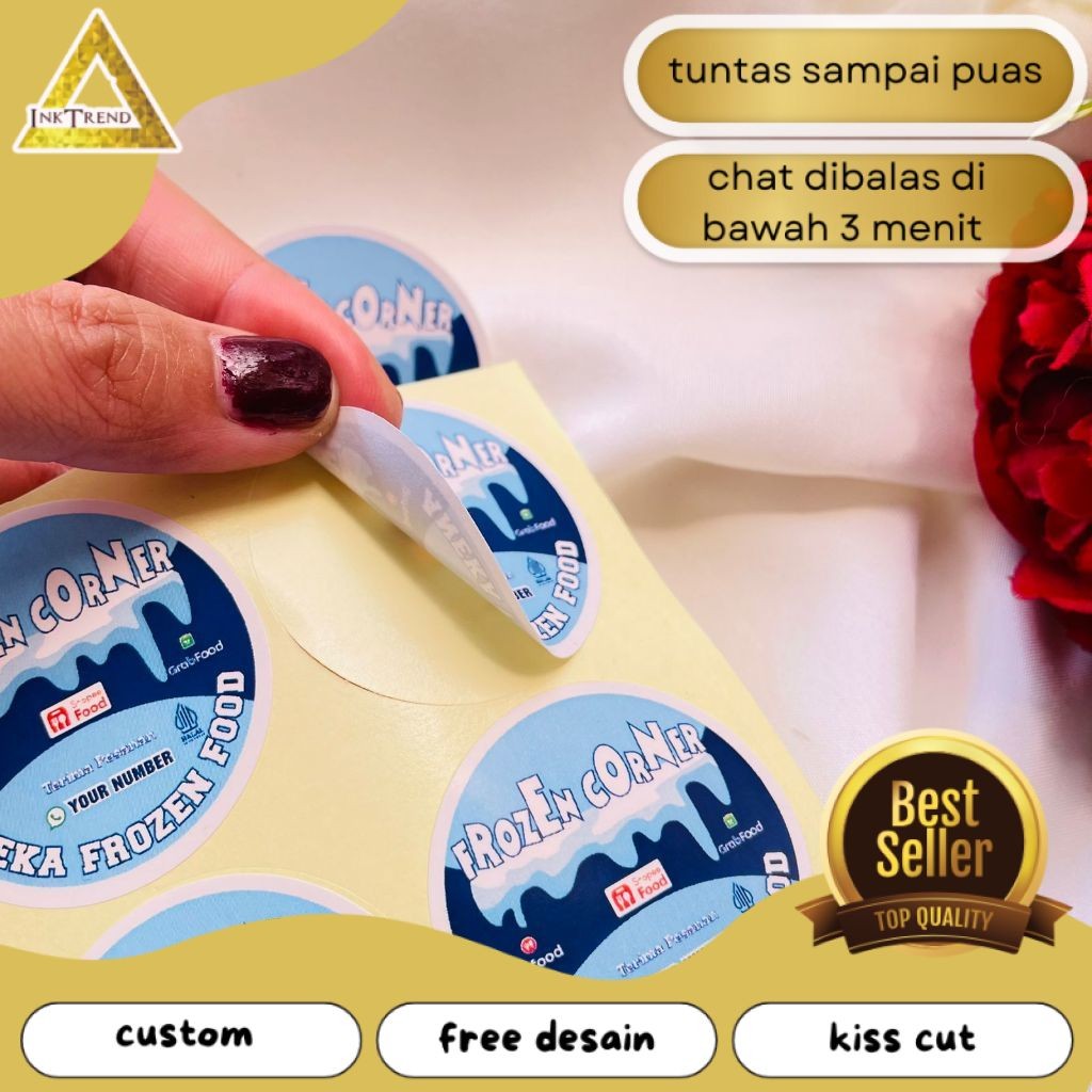 

INKA 2-4 Cetak Stiker Chromo Makanan Beku Label Free Desain Frozen Food Daging Bulat Murah Uk.Kecil