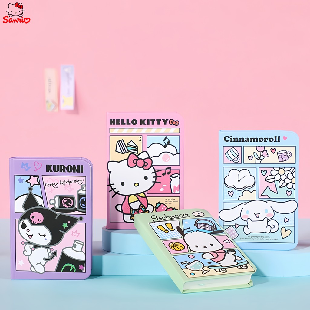 

1pc Sanrio Hello kitty Pochacco Cinnamoroll Notebook Cute Kuromi A7 Small Book Hardcover Blank Notepad