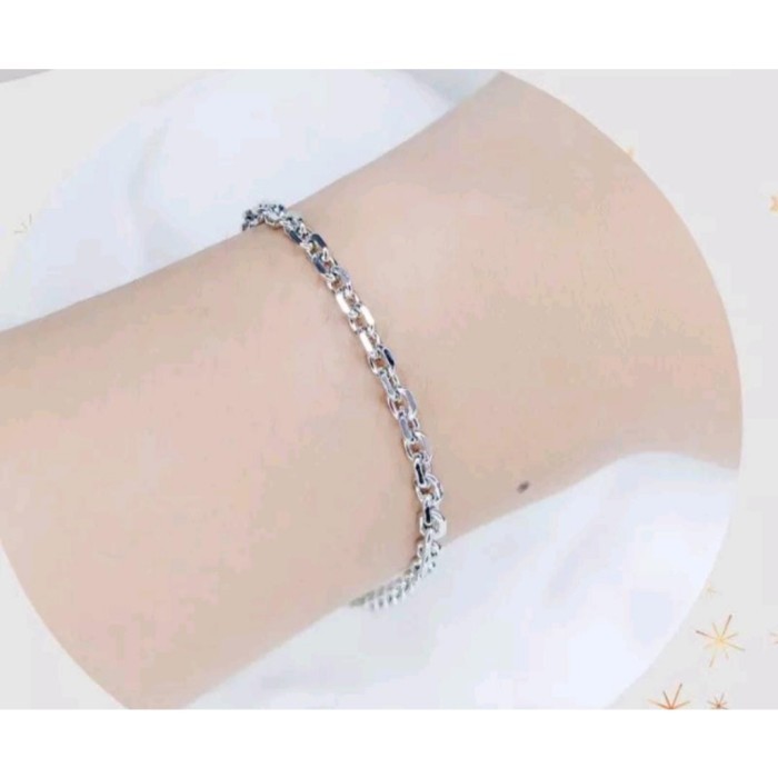 Gelang tangan nuri polos silver anti karat titanium perhiasan wanita dewasa elegan