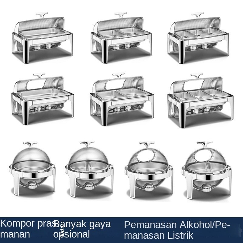 Wadah Prasmanan Stainless Steel Prasmanan Penutup Persegi,Prasmanan Bulat