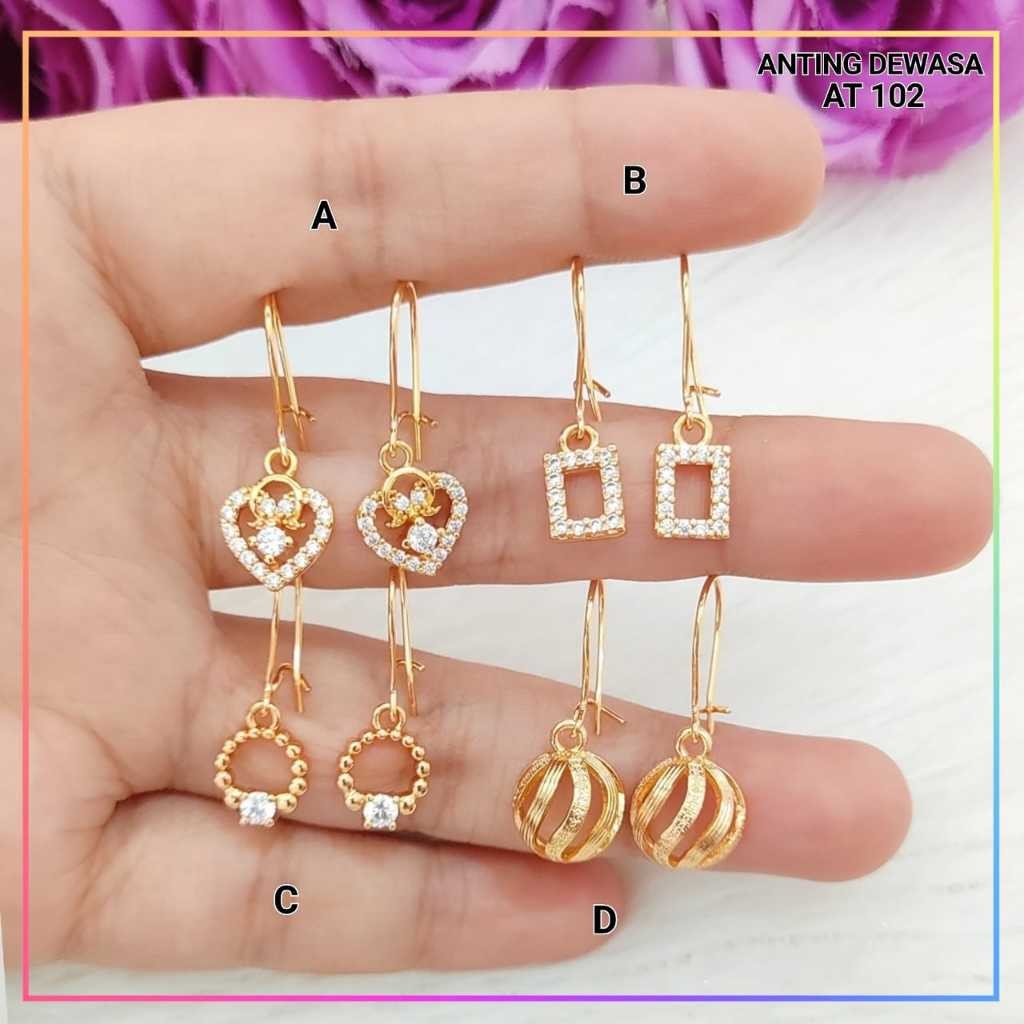 AT 102 Anting xuping anting dewasa jurai permata love panjang lapis emas
