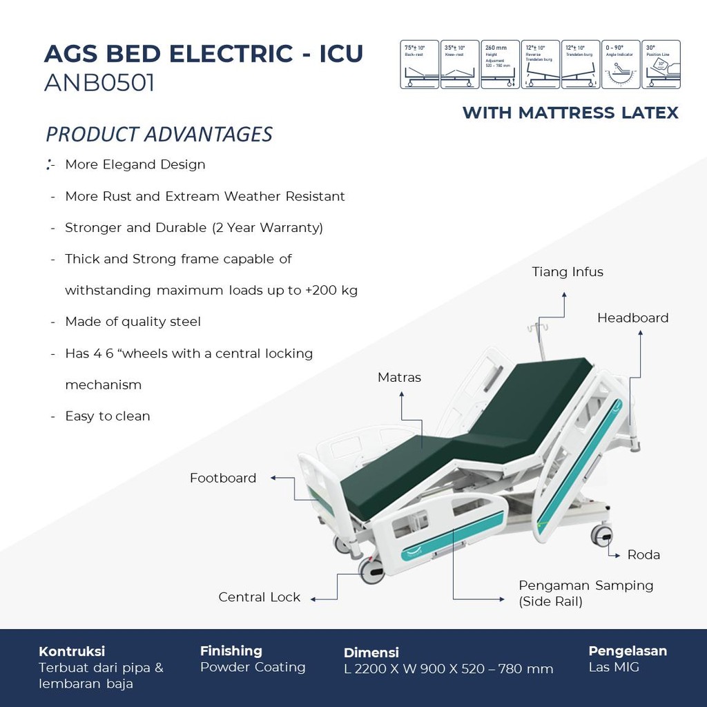 AGS Hospital Bed Electric I.C.U. ANB0501