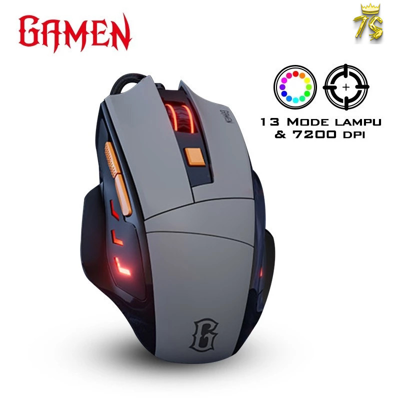 GAMEN Mouse Gaming Kabel 7200 DPI 6 Level DPI GM300 16.8 Juta Warna RGB 13 Mode RGB 6 Macro Button F