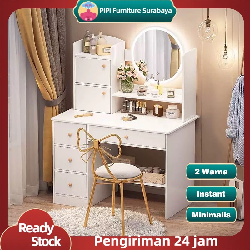 toko olshopPiPi Furniture Meja Rias / Meja Rias Set Bangku / Meja Rias Lampu LED / Meja Rias Dengan 