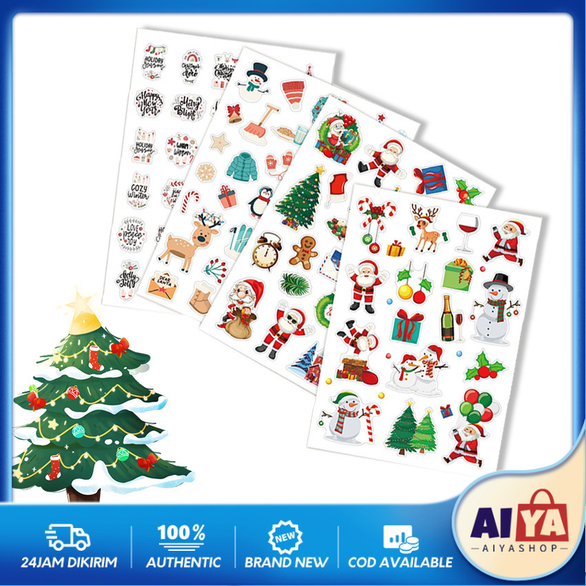 

4PCS Stiker Tema Natal Christmas Santa Claus Dekorasi Kamar Hadiah Giveaway Decoration Fancy Best Gift Ready Grosir Kado Ulang Tahun Untuk Kaca Buku