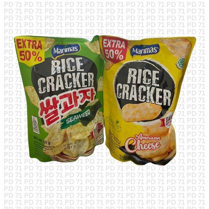 

Marimas-Rice Crackers-Xtra 50%-Seaweed / Cheese-Gluten Free-Baked