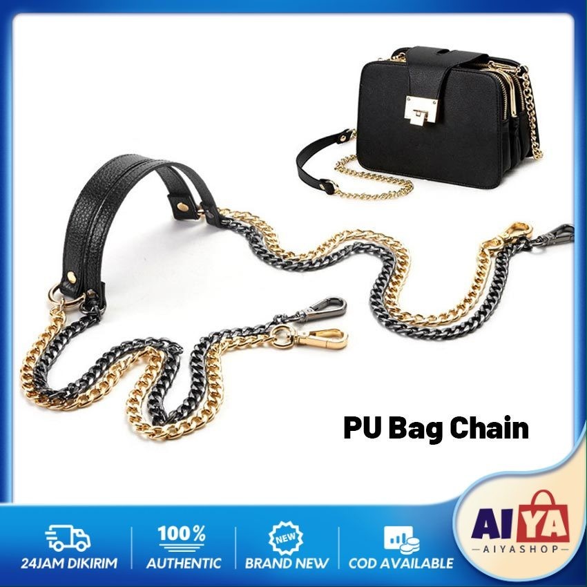 Tali Panjang Selempang Tas Kombinasi Rantai Kulit Slempang Tali Tas Rantai