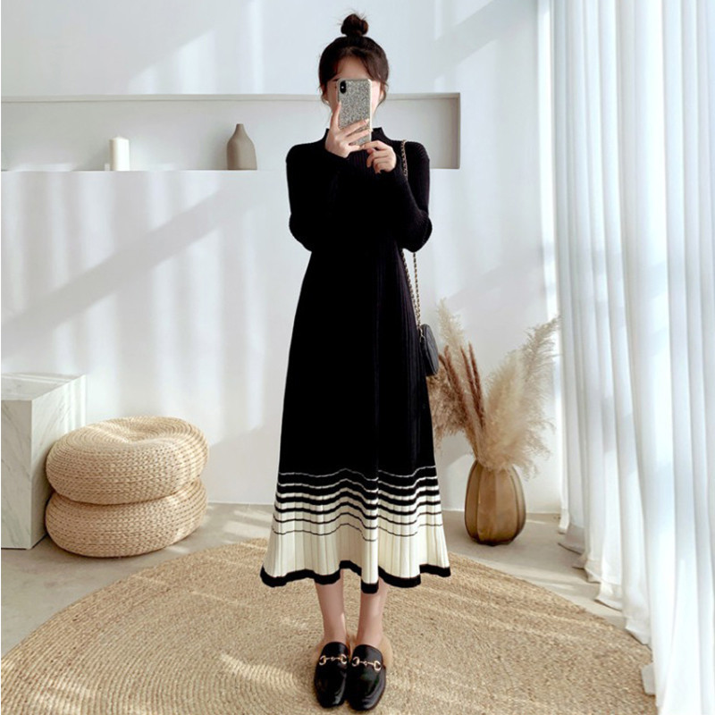 Gaun Dress rajutan longgar panjang