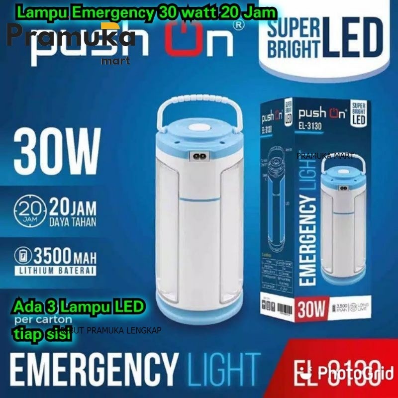 Ready Lampu emergensi Lampu darurat Lampu emergency Push On 30 watt 20 jam 3500 Mah