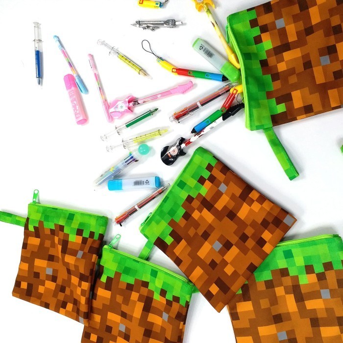 

New Arrival Pouch Persegi Minecraft Dirt Block Tempat Pensil Hamper Ulang Tahun