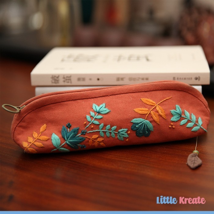 

New Arrival EG#102 DIY Sulam Kotak Tempat Pensil Hand Embroidery Pencil Case - Happiness
