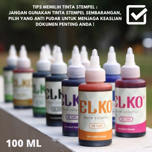 

Tinta Stempel Warna Orange Waterproof ELKO 100 ML Untuk Kertas