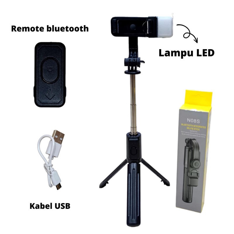 [Selfie Stick LED]Tripod Tongsis Bluetooth Remot Selfie Stick LED Flash S10