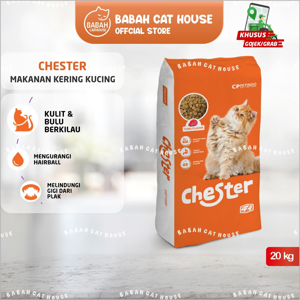 GOJEK GRAB 20kg CHESTER IKAN TUNA Dry Cat Food Makanan Kucing Kering Murah Bolt Kitten Adult Anak Ca
