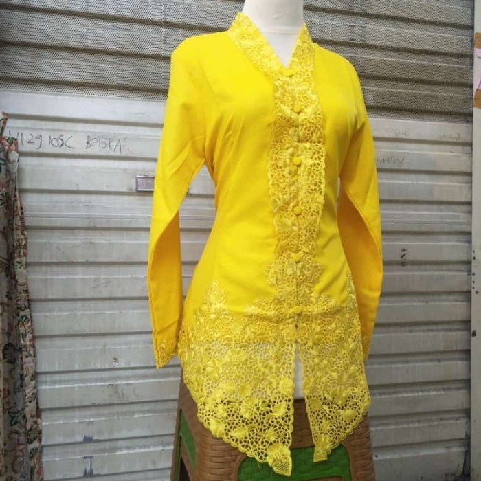 promo ✨ -kebaya encim modern lengan panjang bordir senada - Hitam, XXL