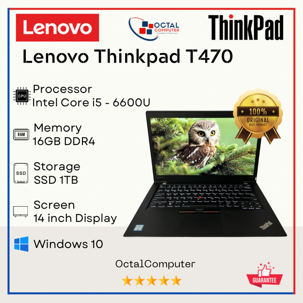 Laptop Lenovo Thinkpad T470s T470 T460 Core i7/ i5 - Gen 7 Ram 32GB SSD 1TB - Super Slim / Second Mulus Bergaransi
