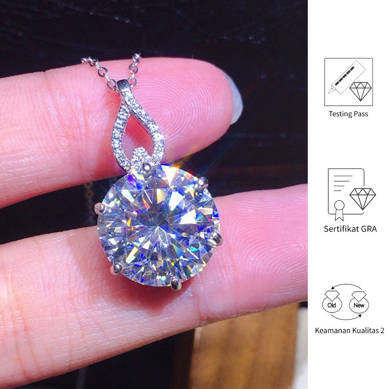 FULIN Kalung Wanita Liontin Modis 5 Karat Pt950 Moissanite Sertifikat GRA