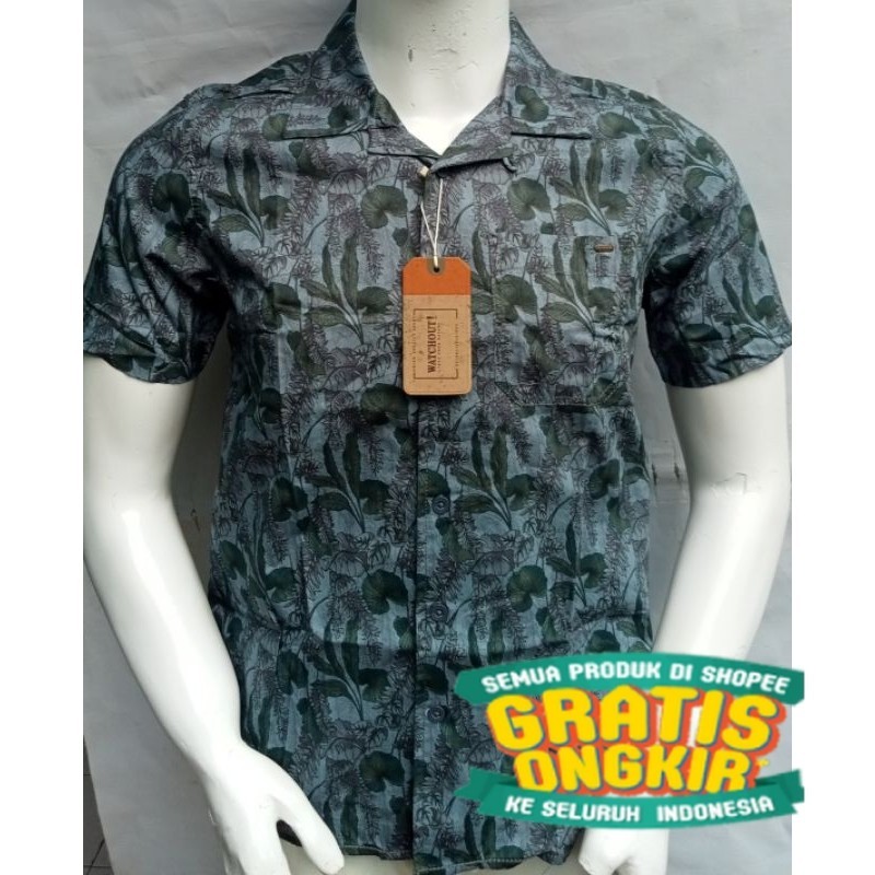KEMEJA WATCHOUT CASUAL PRINTING LENGAN PENDEK REGULAR FITT ORIGINAL/ Produk Lokal