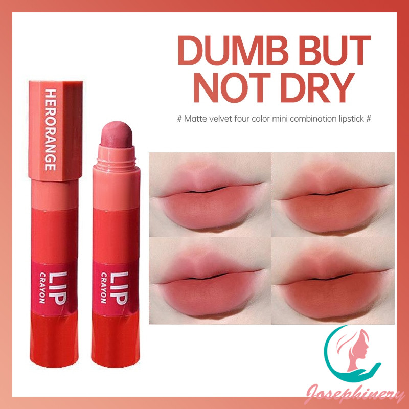 [JO]HERORANGE Crayon Lipstik Matte Lipstick Crayon 4 in 1 Pena Lipstik Mini Matte Velvet-COD