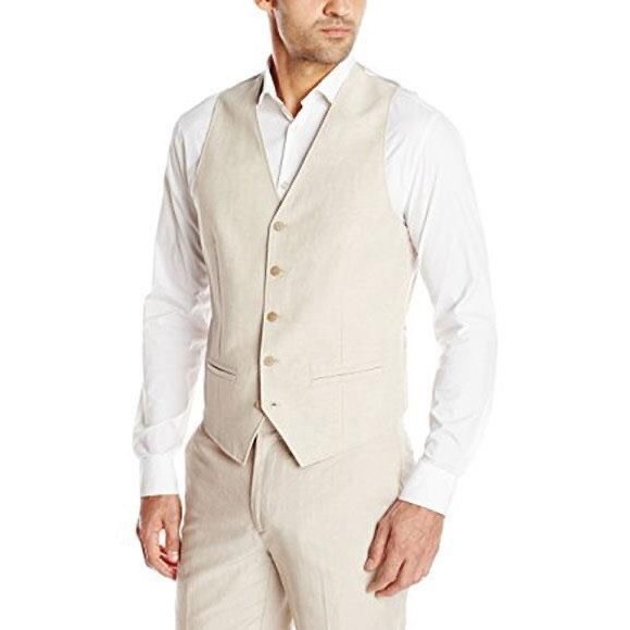 Perks Vest rompi dalaman jas pria pesta formal khaki krem coklat muda ready - S