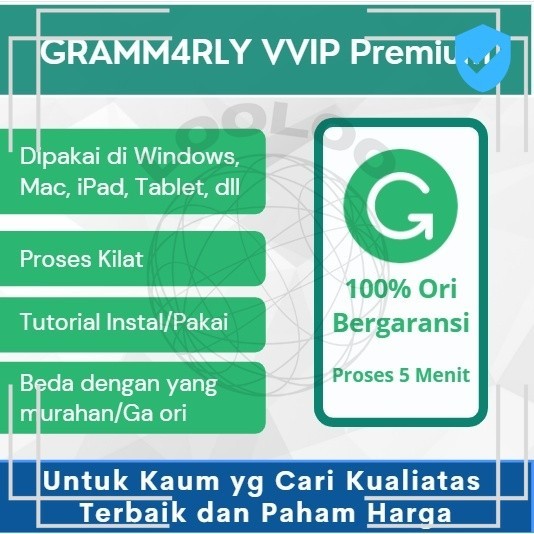 Software Untuk Cek Grammar ly / Parafrase PREMIUM VVIP , BIsa dipakai di Windows, Mac, iPad, Tablet, dll Monks D101