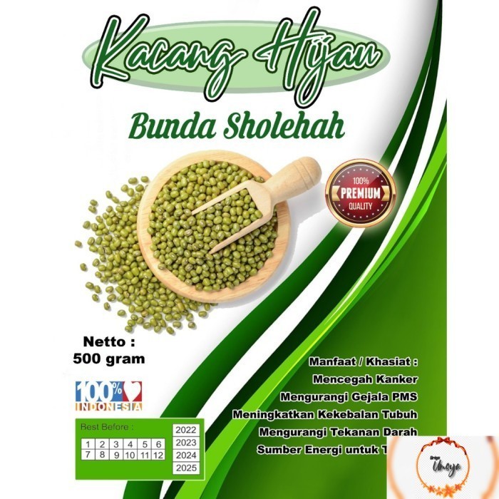 

Kacang Hijau Sayuran bubur 500 GR BUNDA SHOLEHAH VIGNA RADIATA