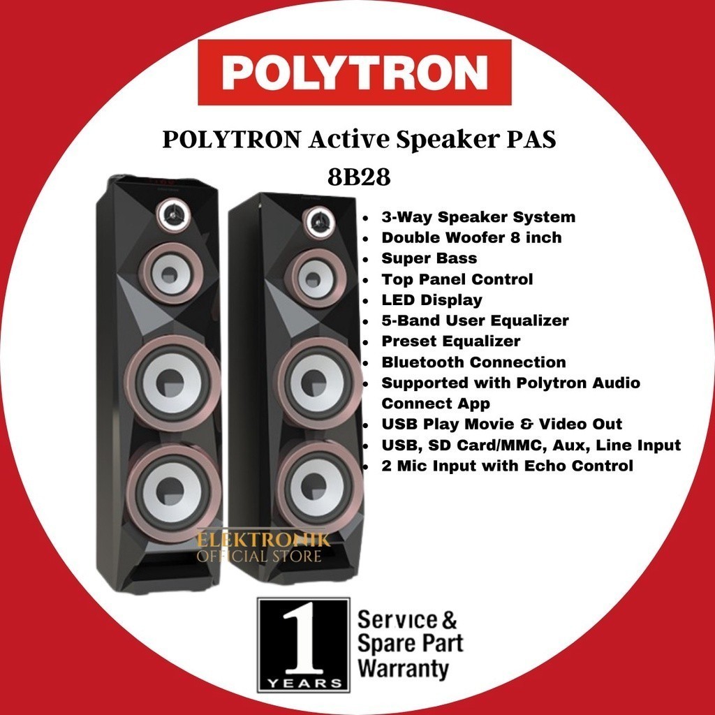 POLYTRON SPEAKER AKTIF PAS 8B28 - speaker Bluetooth Karaoke PAS 8B28