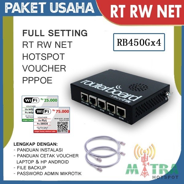 Mikrotik RB450Gx4 200 User Full Setting Untuk Usaha Wifi Hotspot Voucher RT RW NET