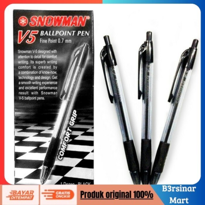 

[BAYAR DI TEMPAT] PROMO PULPEN SNOWMAN V5 0.5 PER LUSIN HTM/BIRU/MERAH Hitam COD